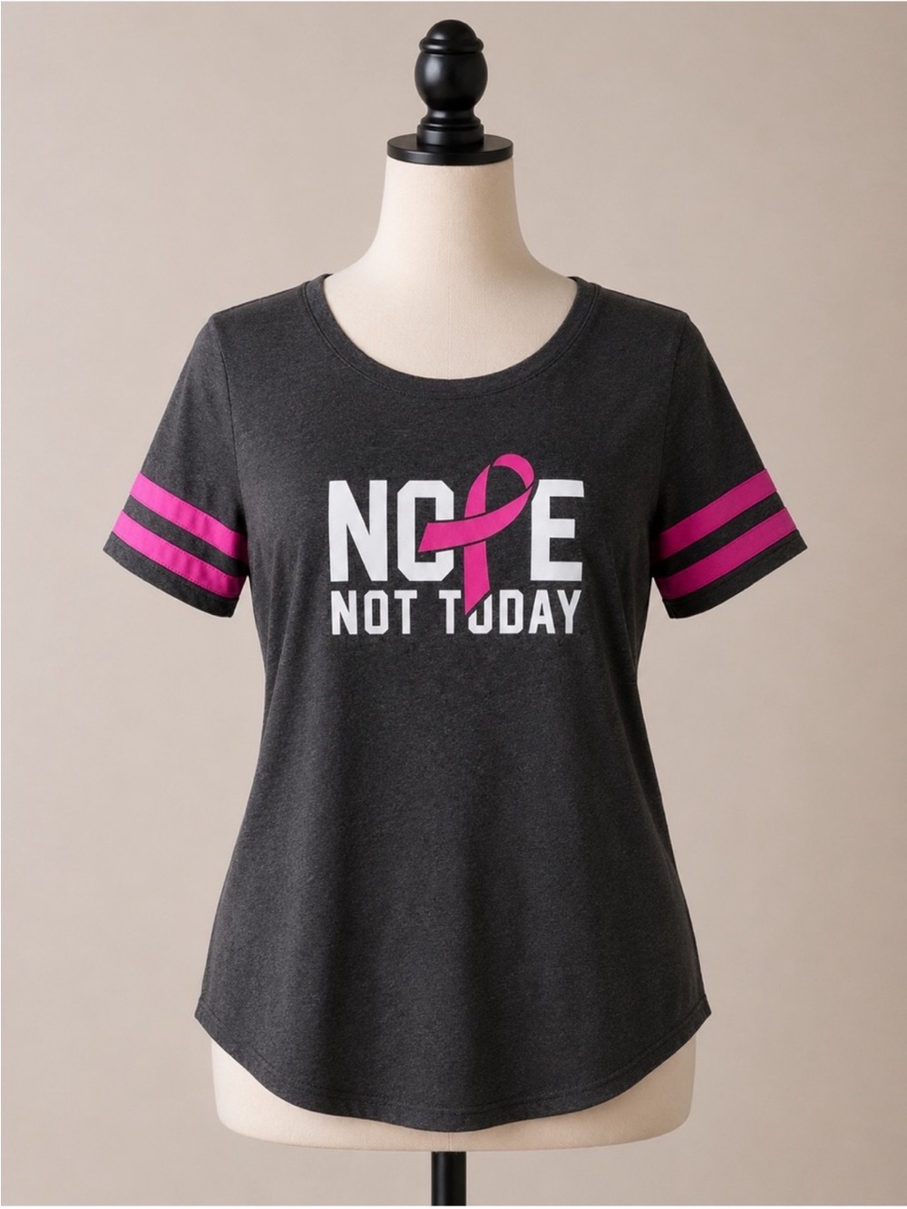 Breast Cancer Awareness Pink Ribbon Nope Not Today Graphic Tee Size M